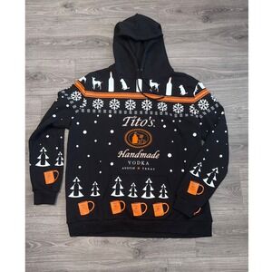 Tito's Vodka Ugly Christmas Hoodie Sweatshirt Black XXL Novelty Sweater